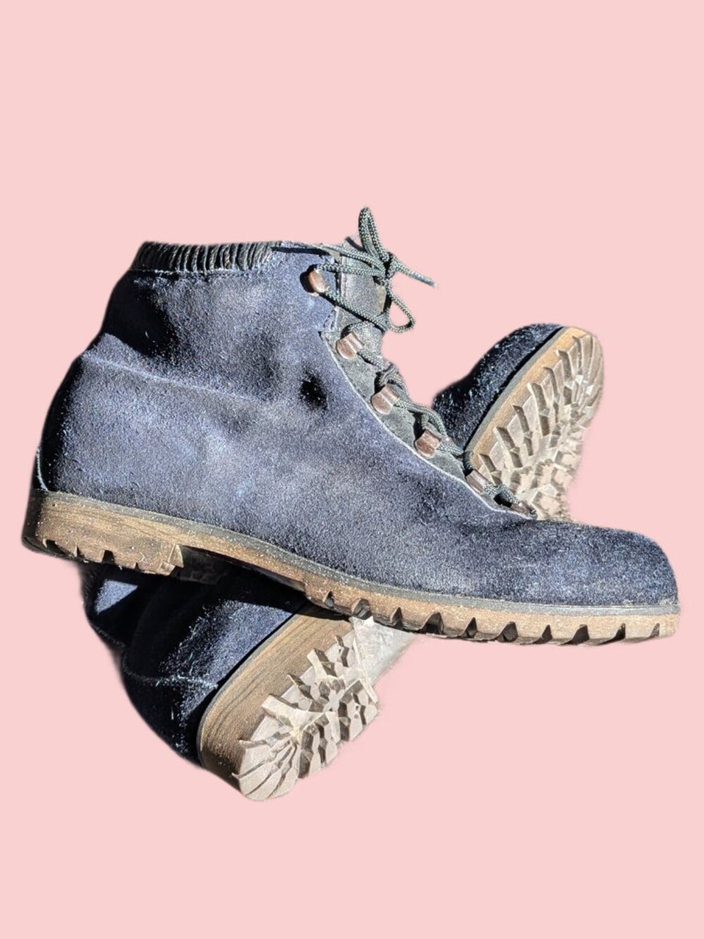 Vintage Dunham's Tyrolean Blue Suede Italian Made Hiking/Mountaineering Boots 8